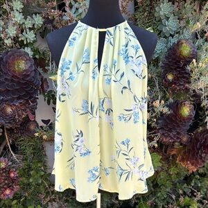 Lush Cut Out Blouse Yellow and Blue